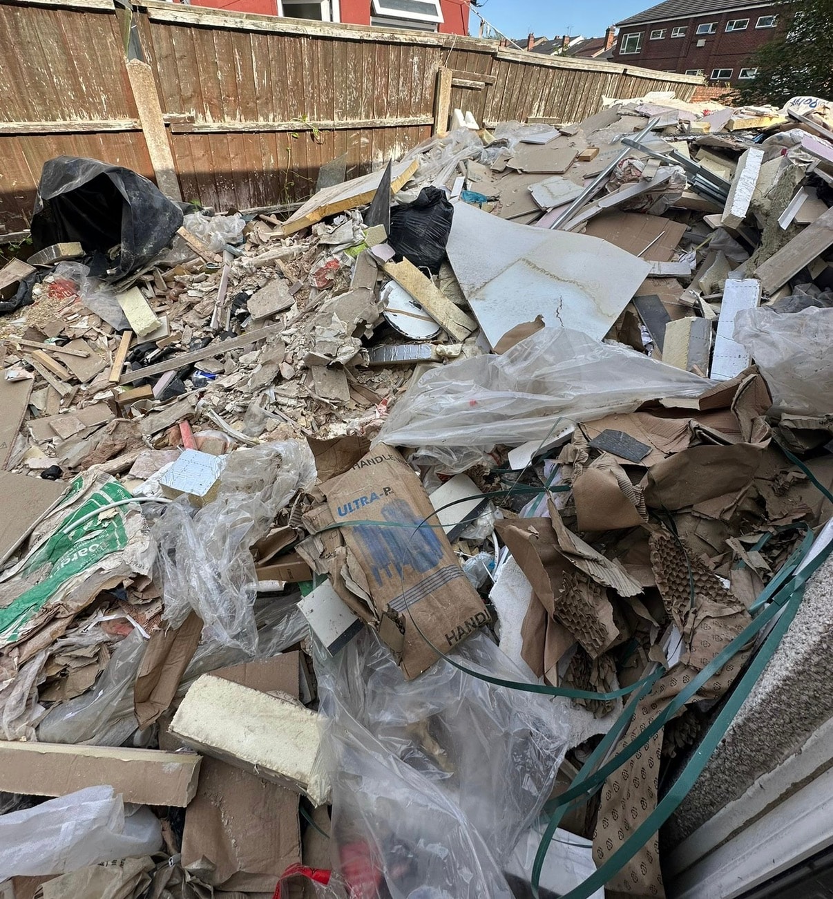 Construction debris ready for responsible waste removal