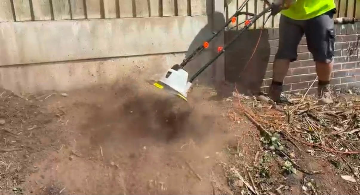 Garden cultivation and green-waste clearance in progress